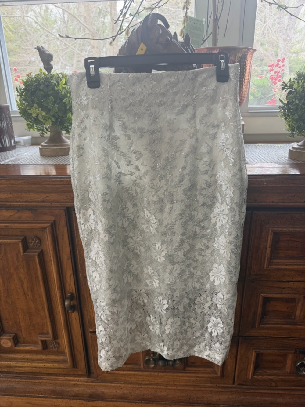 eva mendes for New York & Company ivory lace overlay top